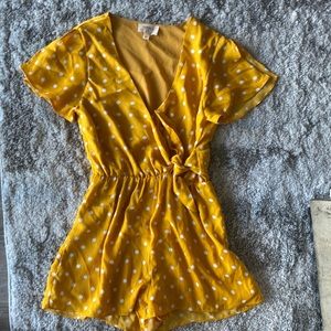 S Yellow Polka-Dot Everly Romper